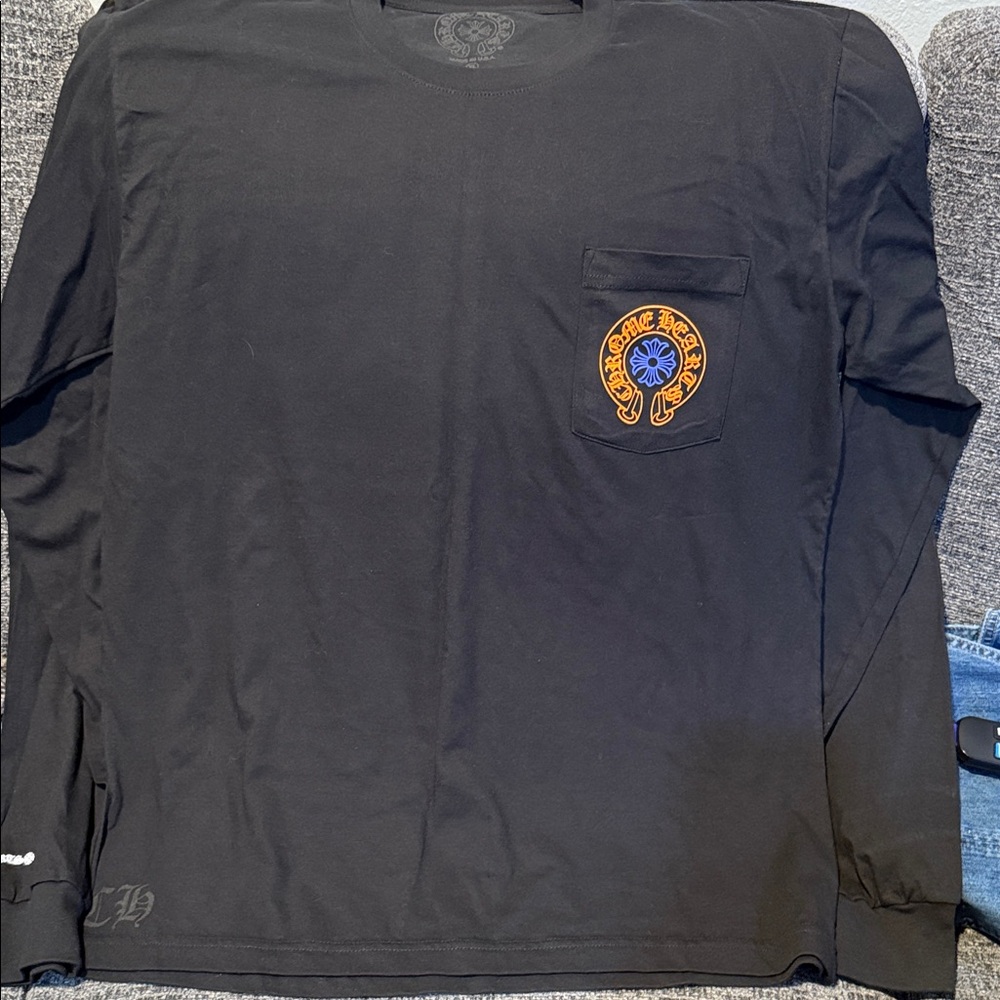 Chrome Hearts Black Long Sleeve with Orange and Blue Logo